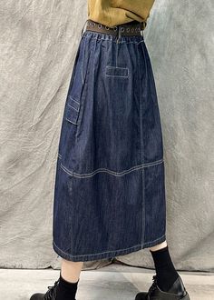 French Navy Pockets Patchwork Denim Straight Skirt SummerFabric: Denim FabricSize & Fit: This garment fits true to size.Length: Size 2XL measures 27.69"from waist to hem.Waist:Fitted - elastic waist allows stretch Hip: Loosely Fitted. room for hips. Hand Wash Cold. Linen Coat, Long Sleeve Outfits, Patchwork Denim, Skirt Summer, Short Summer Dresses, French Navy, Half Sleeve Dresses, Summer Dress Outfits, Knitted Coat