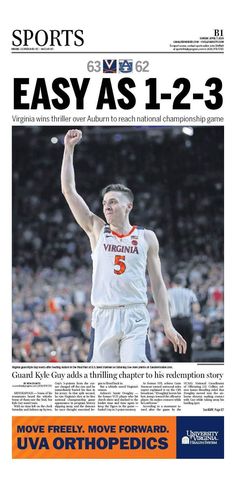 the front page of sports news with an image of a basketball player raising his hand