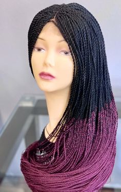 Handmade Braided Wig | Etsy Color Braids, Ombre Box Braids