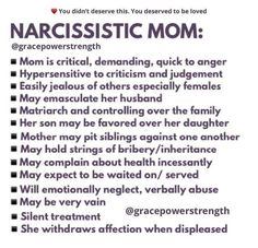 Narcissistic Mom, Narcissistic Family, Mental Health Facts, Narcissistic People