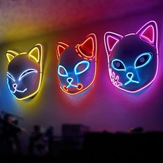 PRICES MAY VARY. 🎭【3 style Mask】: Demon LED mask has 3 different style:Pink LED style,Red LED style and Yellow LED style.You can choose any combination with these mask(Not include battery). 🎭【Feature】: Demon anime mask has 3 LED modes, they are light on, slow flashing and fast flashing.But you need to install the battery by yourself. 🎭【Material】: Japanese demon costume masks are made of hard plastic,which is Lightweight, sturdy,easy to wear, adjustable, no smell and harmless. 🎭【Occasion】: De Demon Costume, Kitsune Mask, Plastic Mask, Fox Mask, Fox Face, Led Mask, Anime Decor, Masquerade Party, Anime Cosplay