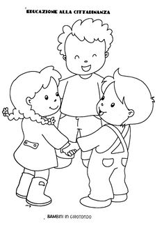 three children are standing together with one holding the other's hand, and the third is