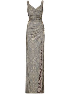 archive beige/multicolour snake print rhinestone embellishment gathered detailing draped design silver-tone logo plaque V-neck rear zip fastening thin shoulder straps sleeveless fitted waistline side slit floor-length straight hem Dress Png, Snake Dress, Maxi Dres, Embellished Maxi Dress, Wedding Guest Looks, Rhinestone Embellishments, Designer Drapes, City Dress, Summer Beach Wear