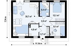 the floor plan for a small house with two bedroom and living room, which is divided by