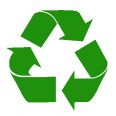 a green recycle logo with arrows pointing up