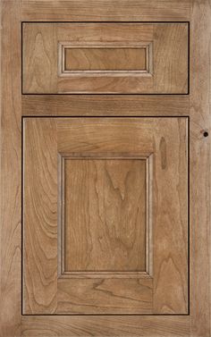 a wooden cabinet door with two drawers