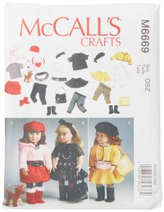 an image of dolls clothes and accessories in the book, mccall's crafts