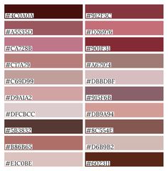 different shades of pink and brown in the same color scheme, each with their own name