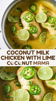 chicken with limes and green peppers in coconut milk