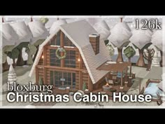 a christmas cabin house is shown in this animated video game with the words, bloxburg christmas cabin house