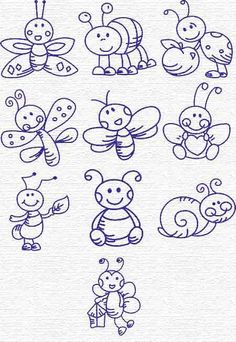 some drawings of different kinds of bugs