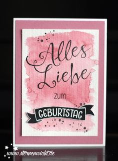 a pink card with the words alles liebe and an arrow in black ink