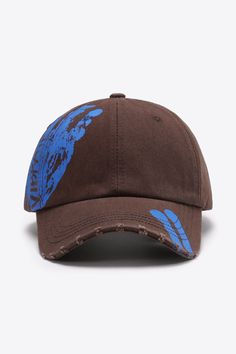 VIBRA Graphic Distressed Adjustable Baseball Cap - Hats - FITGGINS Luxury Adjustable Cotton Hats, Cheap Distressed Baseball Cap For Streetwear, Luxury Baseball Cap With Logo Detail, Luxury Logo Print Baseball Cap For Streetwear, Luxury Cotton Cap, Luxury Men's Baseball Cap With Logo Detail, Luxury Curved Bill Baseball Cap For Streetwear, Luxury Streetwear Hats With Embroidered Logo, Luxury Adjustable Cotton Baseball Cap