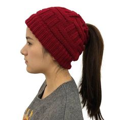 Warm Ponytail Cap - Rulesfitness Hats For Girls, Crochet Messy Bun, Blazer Sweater, Woolen Cap, Ponytail Beanie, Boho Crystal, Messy Buns, Beanie Style, Winter Cap