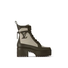 LOUIS VUITTON® - Laureate Platform Desert Boot - Green Lv Boots Outfit, Laureate Platform Desert Boot, Laureate Platform, Lv Boots, Louis Vuitton Gifts, Desert Boot, Trunk Bag, Louis Vuitton Boots, Classic Bags