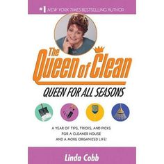 the queen of clean book is shown in purple and orange colors with an image of a woman