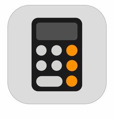 a calculator icon with an orange dot on the front and grey circle around it