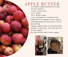 the ingredients for an apple butter recipe are shown