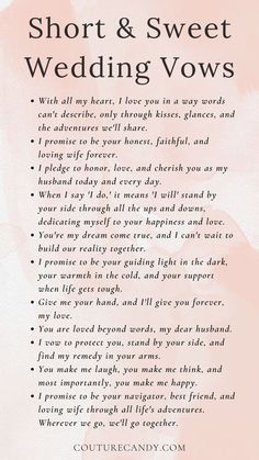 the poem for short and sweet wedding vows