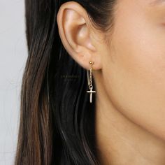 Dainty earrings. A perfect gift for birthday, anniversary, bridesmaids, graduation, friendship, sisters. ♡ Available in thick 14k gold plated or rhodium plated over solid 925 sterling silver. ■ Gift box To reduce unnecessary packing and save trees, each order comes with one gift box only. If you wish to box each jewelry separately, be sure to request in the note to us. ■ Jewelry care tips ♡ Do not wear it while showering, swimming, sleeping, or during any vigorous activity. ♡ Avoid perfume, loti 14k Gold Filled Threader Earrings As Gift, Gold Sterling Silver Threader Earrings, Gold Hypoallergenic Dangle Jewelry, Hypoallergenic Gold Dangle Jewelry, Silver 14k Gold Threader Earrings As Gift, Yellow Gold Threader Earrings As A Gift, Yellow Gold Threader Earrings For Gift, Hypoallergenic Yellow Gold Dangle Jewelry, Hypoallergenic 14k Gold Dangle Jewelry