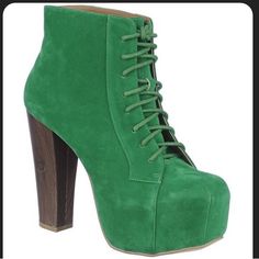 Get Lucky In These Green Ankle Booties From The Shoe Republic. The Bright Green Velvet Upper Gives The Shoe A Different And Stylish Look. Match Them With Denim Jeans And A Green Button Down Blouse Or Sweater For A Chic Look. Heel Height: 5 In. Platform Height: 2 In. Velvet Upper (Man-Made) Metal Eyelets Chunky Heel Faux Stacked Heel Hidden Platform Lace-Up Style Padded Insole Durable Outsole Condition Is Brand New With Box! Women’s Size 5.5, 6, 6.5 Green High Heel Suede Boots, Green Suede High Heel Boots, Green Boots With Stacked Heel And Round Toe, Trendy Green Ankle-high Heels, Trendy Green Lace-up Boots, Casual Green Boots With Block Heel, Trendy Green Ankle Boot Heels, Green Platform Heels For Fall, Casual Green Heels With Reinforced Heel