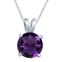 Sterling silver pendant garnet cushion checkerboard 10x8mm 18-inch chain It's an alluring design round shape solitaire pendant portrayed in amethyst stone. The brilliant purple, semi-precious amethyst measures 7mm mm and weighs 1.60 carat. This beautiful pendant is crafted in 925 sterling silver and set with prongs. An exceptionally vivacious pendant to bring out the youth in you. PENDANT SPECIFICATIONS :- Country of Origin: United States Total Carat Weight: 0.07ct Chain Type: Cable Colored Diamond Intensity: Very Light Number of Gemstones: 1 Type: Pendant Main Stone: Amethyst Secondary Stone:  Seller Warranty: Yes Main Stone Color: Purple Color: White Vintage: Yes MPN: PD1020PT8MM Number of Diamonds:  Signed: Yes Occasion: Anniversary, Birthday, Engagement, Graduation, Valentine's Day Bra Classic Purple Round Stone Jewelry, Classic Purple Pendant Jewelry, Classic Purple Jewelry With Polished Finish, Purple Sterling Silver Jewelry Diamond Cut, Purple Sterling Silver Diamond Cut Jewelry, Purple Diamond Cut Sterling Silver Jewelry, Purple Round Necklace With Prong Setting, Solitaire Pendant, Amethyst Pendant