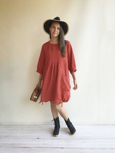 Loose Linen Dress in Clay Orange, Linen Dress Plus size Linen Dress Linen Dress for Women, Dress with Sleeves, Womens Dress, Tunic Dress by linenbees on Etsy https://www.etsy.com/listing/518385366/loose-linen-dress-in-clay-orange-linen Orange Linen Dress, Linen Summer Dresses, Plus Size Linen Dress, Clay Orange, Plus Size Linen, Linen Sundress, Linen Summer, Dress Linen, Dress With Sleeves