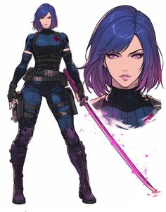 Superhero Oc Ideas, Superhero Design Female, X Men Psylocke, Super Hero Character Design, Psylocke Art, Xman Marvel, Marvel Heroines, Marvel Superheroes Art, Marvel Characters Art