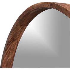 an arched wooden mirror is shown against a white background