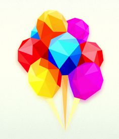 an abstract illustration of three colorful lollipops with the word playgenday written below