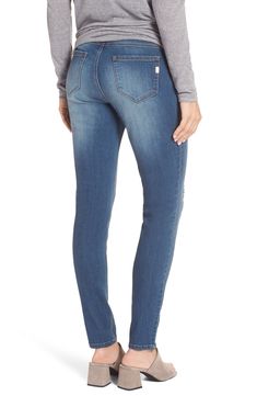 Favorite distressed skinny jeans deliver pregnancy-ready style with a wide, stretchy belly band that provides plenty of support and comfort for your changing figure, while the classic cut and medium wash ensure chic versatility. Style Name:1822 Denim Destructed Maternity Skinny Jeans (Irene). Style Number: 5480022. Distressed Mid-rise Fitted Jeggings, Denim Maternity Wear Bottoms, Belly Band, Belly Bands, Medium Blue, Jeans Pants, Levi Jeans, Lips, Nordstrom