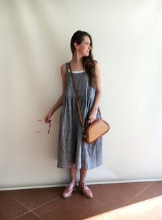 "Your perfect pinafore dress with a loose cut and handy in seam pockets. choose between the two cut options (last image). Wear it as a sundress, with a camisole or a shirt underneath for when its cooler or requires more formal look. Very comfortable and perfect for everyday wear. Made from a 100% pure light weight European linen with its characteristic wonderful texture. The linen will become more distinctive the more you wear and wash it. Each piece is individually cut, sawn and pre-washed. We Maxi Dress Linen, Plus Size Sundress, Maxi Dress Plus Size, Linen Sundress, Linen Dress Women, Easy Dress, Dress Linen, Linen Maxi Dress, Plus Size Fashion For Women