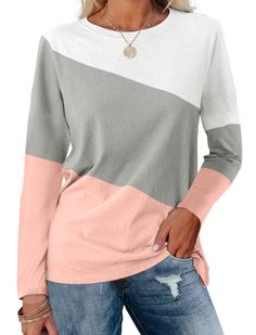 Tunic Tops Casual, Long Sleeve Tops Casual, Color Block Top, Loose Shirts, Pullover Shirt, Casual T Shirt, Long Sleeve Tunic, Henley Shirts, Top Casual