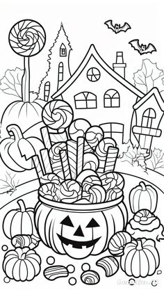 Halloween candy coloring pages Cer Nocturn, Candy Coloring Pages, Halloween Coloring Sheets, Halloween Facts, Pumpkin Coloring Pages, Halloween Coloring Book, Halloween Coloring Pages, Cool Coloring Pages