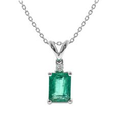 Keep life colorful with celebrated gemstone hues! Stunning in its simplicity, an enchanting emerald-cut emerald delivers captivating color when adorned with shimmering diamond accents. A brilliant gift-giving choice for May birthdays and anniversaries, the necklace, from Natural Precious Gemstones by KAY is styled in 10K white gold. The pendant sways from an 18-inch cable chain that secures with a lobster clasp. May Birthdays, Necklace Clasps, Kay Jewelers, Emerald Stone, Jewelry Manufacturers, Emerald Gemstone, Accessories Jewelry Necklace, Emerald Diamond