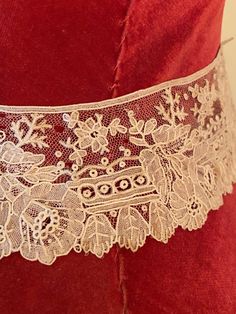 "Point de Gaze hand done antique lace. ivory color, there are a few small holes and a couple of light stains. small collars like this were from the early 1800s. 2\" x 16\" neck" Victorian Lace For Vintage Events, Fitted Victorian Lace With Lace Trim, Victorian Fitted Scalloped Lace, Alencon Lace, Light Stain, Antique Linens, Lace Collar, Antique Lace, Ivory Color