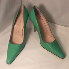 Battaglia Designer Heels Closed Nipped Toe Pump Bright Green Apple Nappa Leather Size 6.5 Heel 3.75” Never Been Worn. Comes In Box But Not Original Box. Green Heels With Deep Heel Cup For Formal Occasions, Green Almond Toe Court Shoes For Evening, Green Almond Toe Heels For Formal Occasions, Classic Green Heels For Formal Occasions, Elegant Green Fitted Court Shoes, Elegant Fitted Green Court Shoes, Classic Green High Heels, Green 4-inch Heels For Formal Occasions, Green Formal Court Shoes With Sculpted Heel