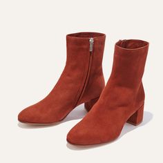 The Boot - Brandy Suede – Margaux Spring Brown Suede Mid-calf Boots, Fitted Brown Suede Mid-calf Boots, Ankle-high Brown Suede Chelsea Boots, Luxury Brown Suede Mid-calf Boots, Brown Suede-lined Chelsea Ankle Boots, Suede Cleaner, Modern Clothing, Unique Fits, Thick Socks