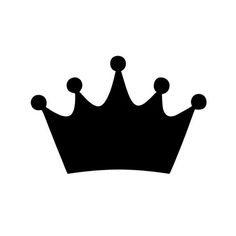 a black and white silhouette of a crown with four dots on the top, as well as three smaller circles in the middle