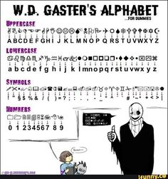 an image of a computer screen with the text'w d gaster's alphabet