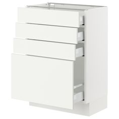 a white cabinet with three drawers on each side