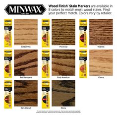 wood finish markers are available in different colors