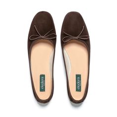 Eledera | Handcrafted in Italy | The Quadra Ballerina Brown Suede Everyday Closed Toe Ballet Flats, Everyday Fitted Ballet Flats, Fitted Leather Sole Ballet Flats Slip-on, Fitted Leather Sole Slip-on Ballet Flats, Fitted Almond Toe Ballet Flats With Rubber Sole, Leather Ballet Flats With Removable Insole And Square Toe, Stitched Sole Closed Toe Ballet Flats, Extreme Flexibility, Fisherman Sandals