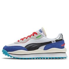 Puma Style Rider Ride On 'White Dazzling Blue' 372839-01 (SNKR/Casual/Unisex/Low Top/Wear-resistant) White Puma Sneakers For Outdoor, Ride On, Tennis Shoes, Puma Sneaker, Low Top, Tennis, Blue And White, Sneakers, How To Wear