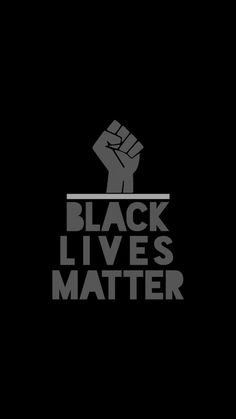 the black lives matter logo with a fist raised up in front of it, against a black background