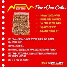 a menu for a bar one cake with instructions to make it in the microwave and on the stove