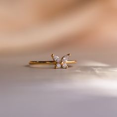 Butterfly Ring by Caitlyn Minimalist Dainty Diamond Promise - Etsy Butterfly Diamond Ring, Diamond Promise Ring, Delicate Butterfly, Sterling Silver Wedding Band, Diamond Promise Rings, Crystal Butterfly, Bracelets Gold, Band Design, Sapphire Engagement Ring Blue