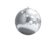 a silver ball ornament on a white background