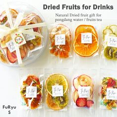 dried fruits for drinks displayed in plastic bags