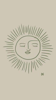 a drawing of a sun with eyes closed and the words bg written below it